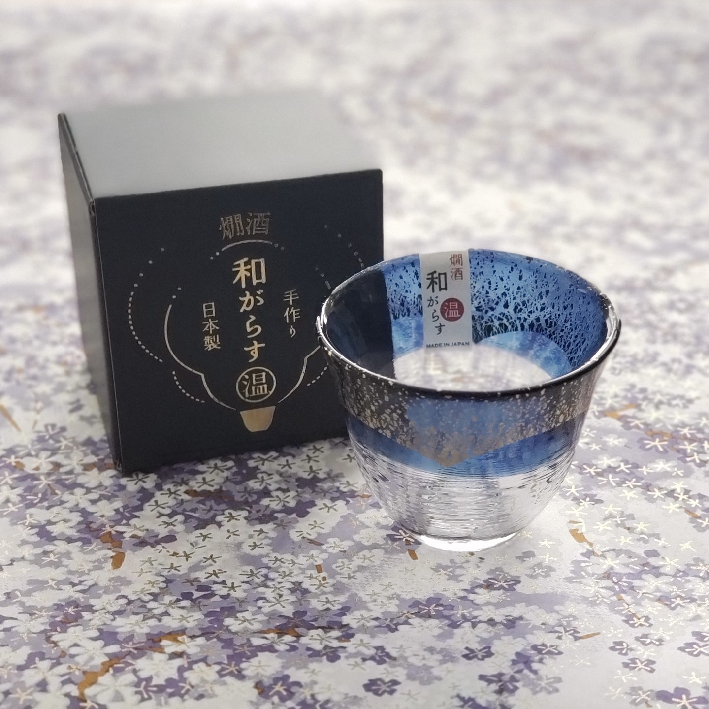 Wa Glass Sake Cup -Gold And Navy-