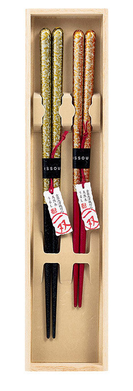 Wakasa Lacquered Chopsticks Set Gold Top