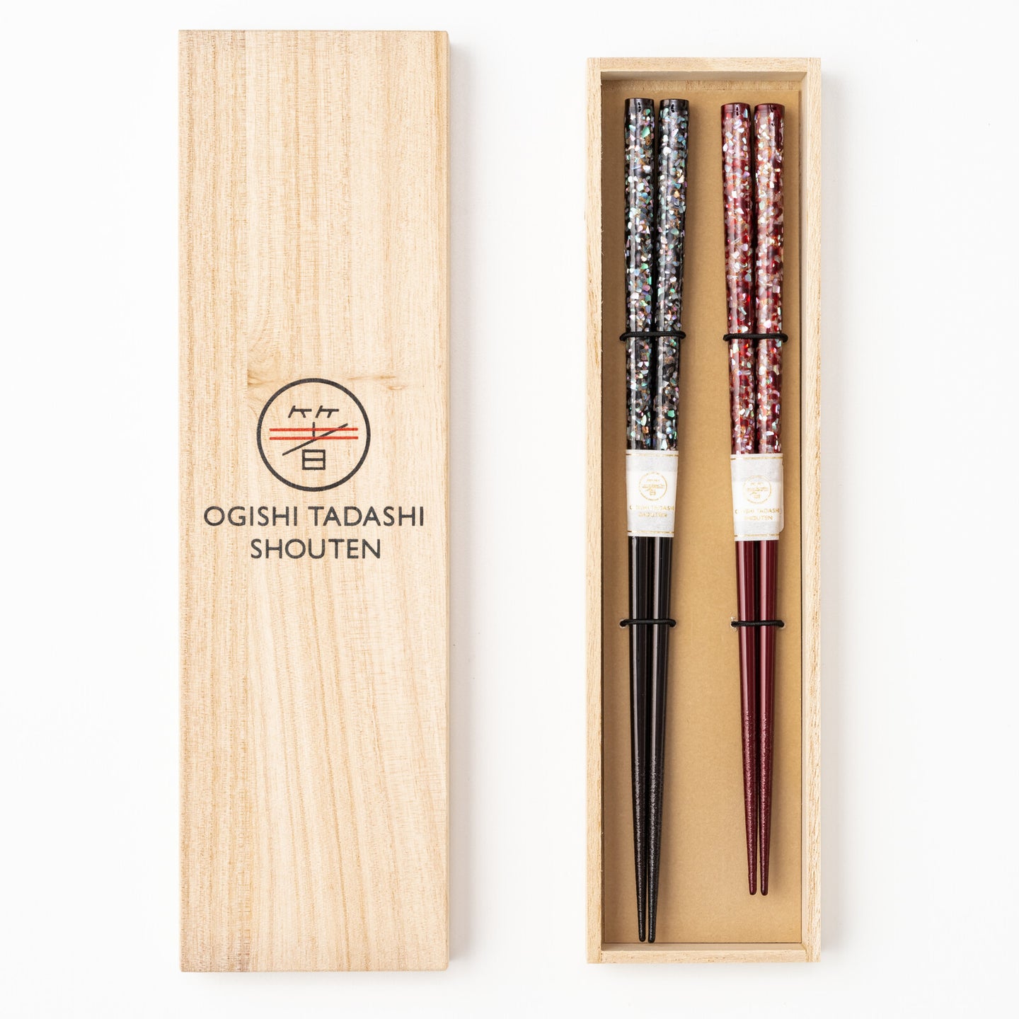 Wakasa Lacquered Shell Chopsticks Set - Galaxy / Black & Red